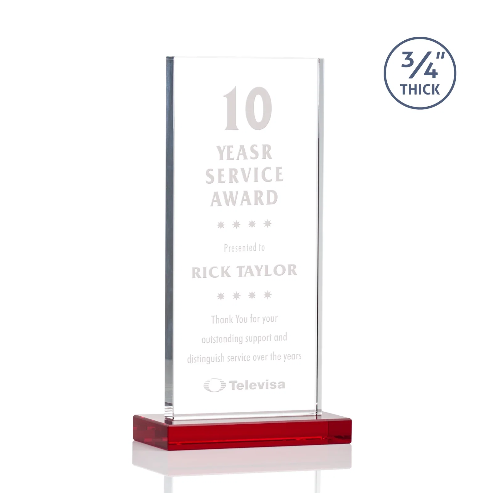 Personalized Starfire Crystal Upright Award, Ready to Display Out of the Box, awards for dealer and partner awards