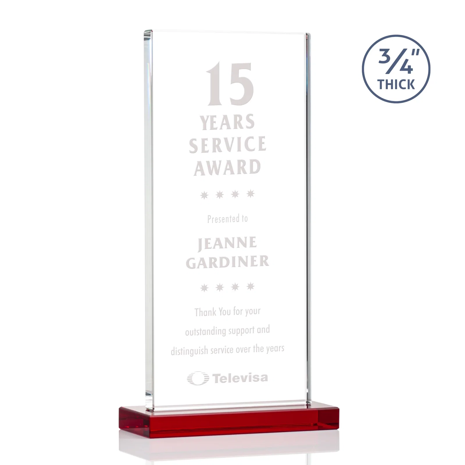 Personalized Starfire Crystal Upright Award, Ready to Display Out of the Box, awards for company anniversary events
