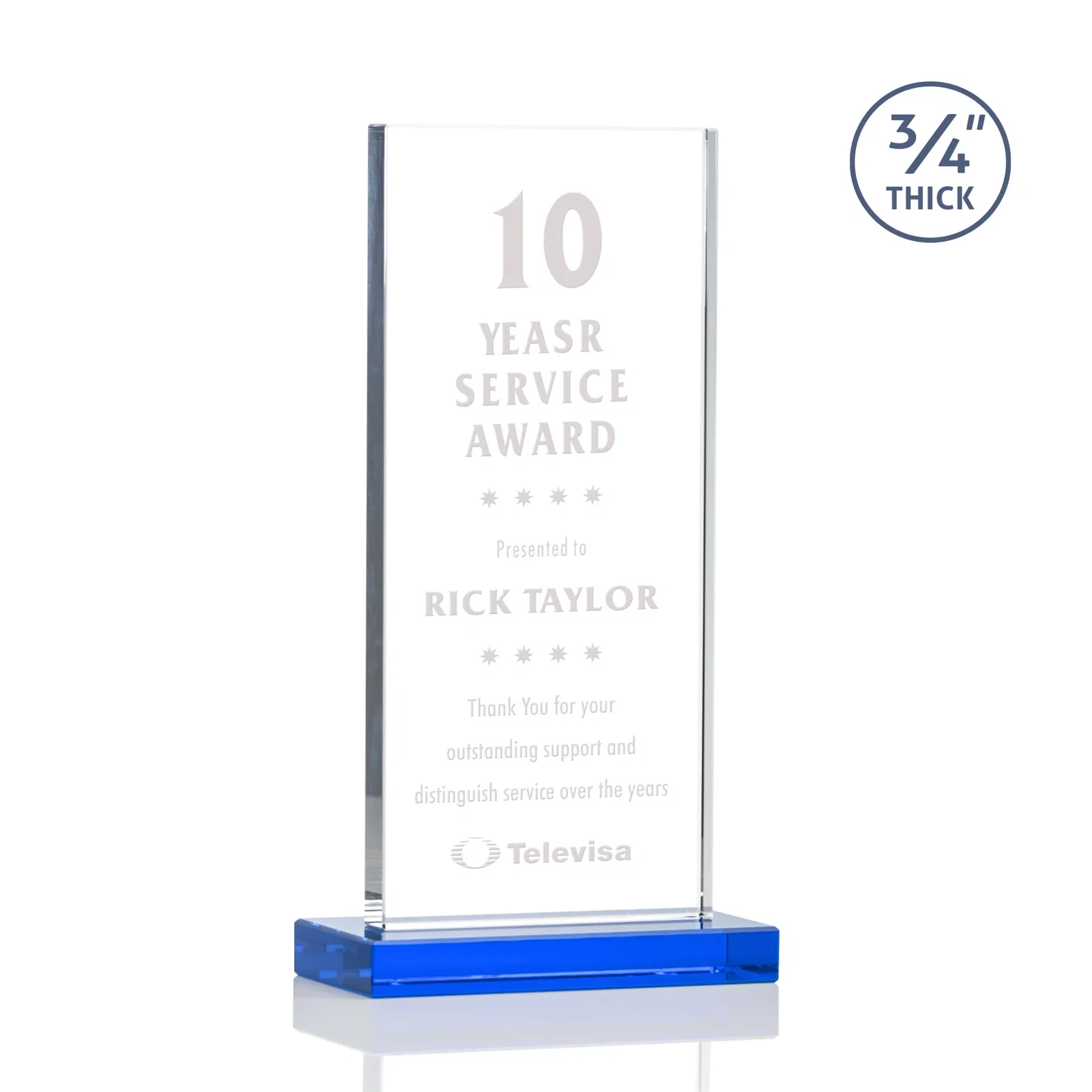 Promotional Starfire Crystal Upright Award, Ready to Display Out of the Box, awards for service anniversary gifts