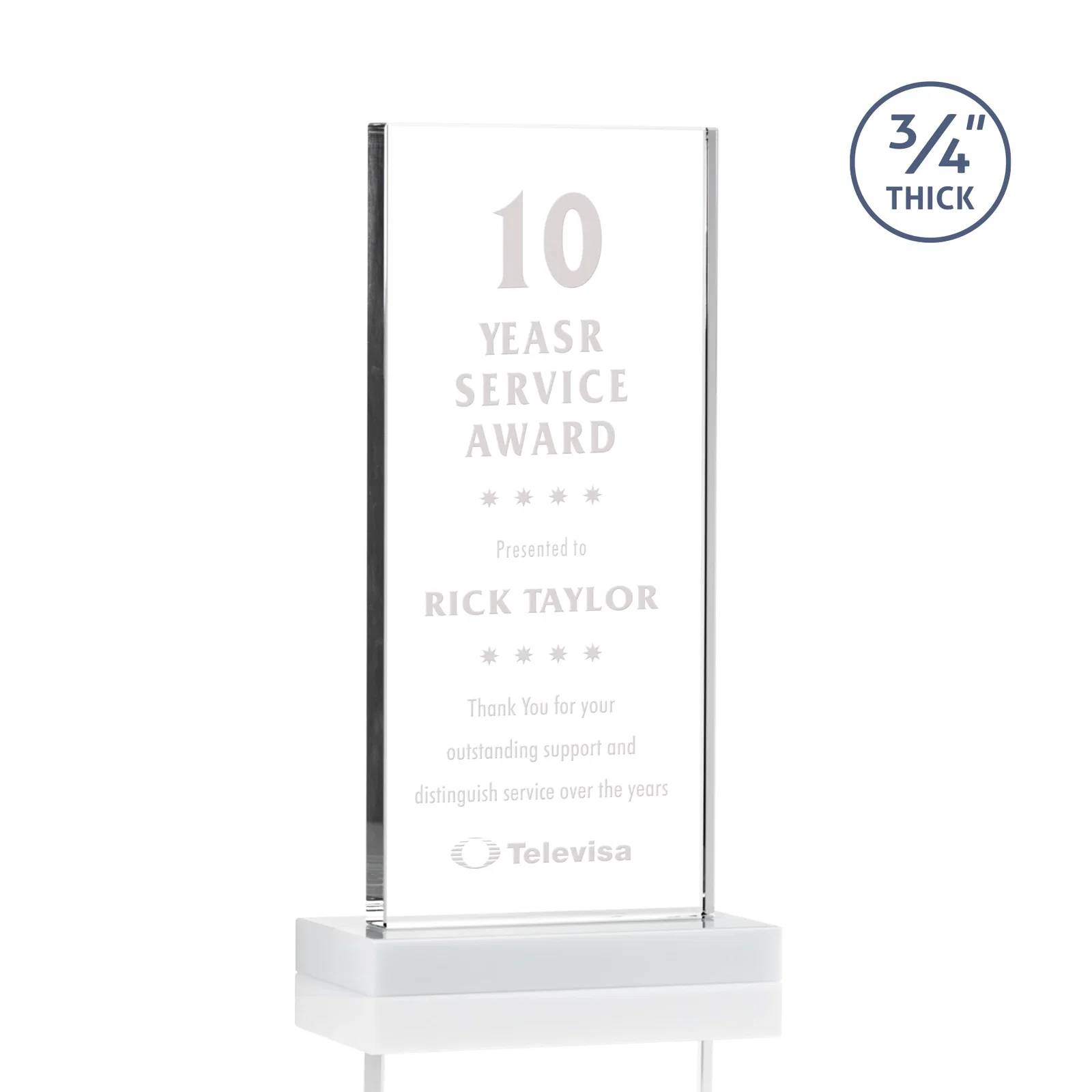 Promotional Starfire Crystal Upright Award, Ready to Display Out of the Box, awards for donor appreciation