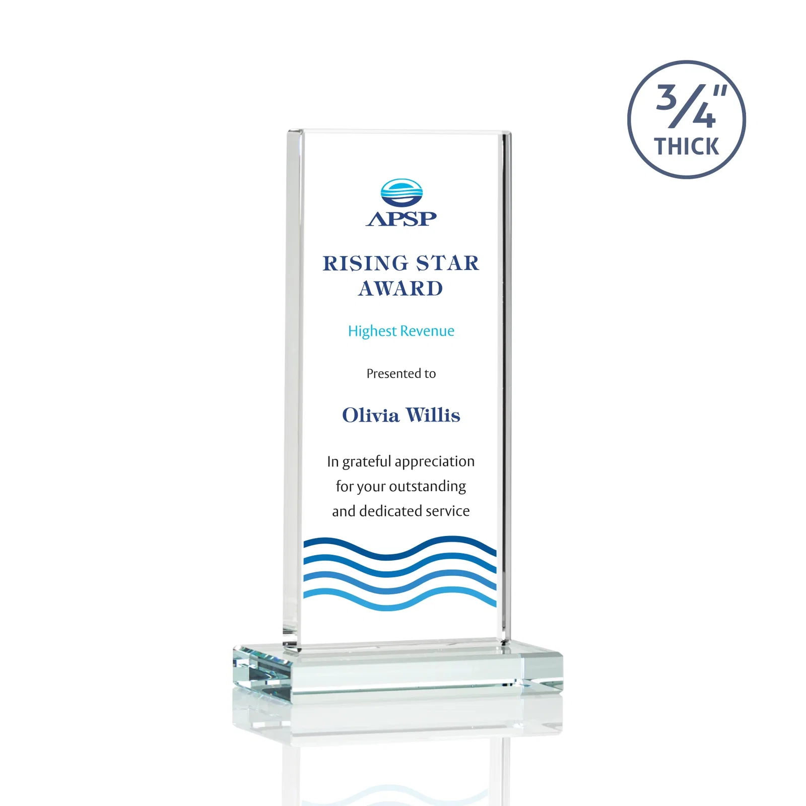 Promotional Starfire Crystal Upright Award, Ready to Display Out of the Box, awards for volunteer appreciation