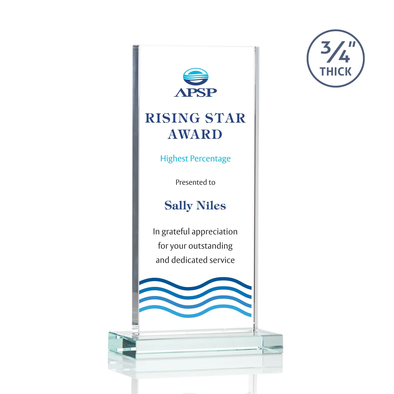 Promotional Starfire Crystal Upright Award, Ready to Display Out of the Box, awards for dealer and partner awards