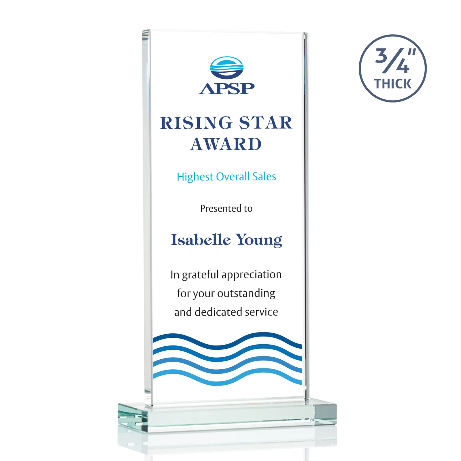 Promotional Starfire Crystal Upright Award, Ready to Display Out of the Box, awards for company anniversary events