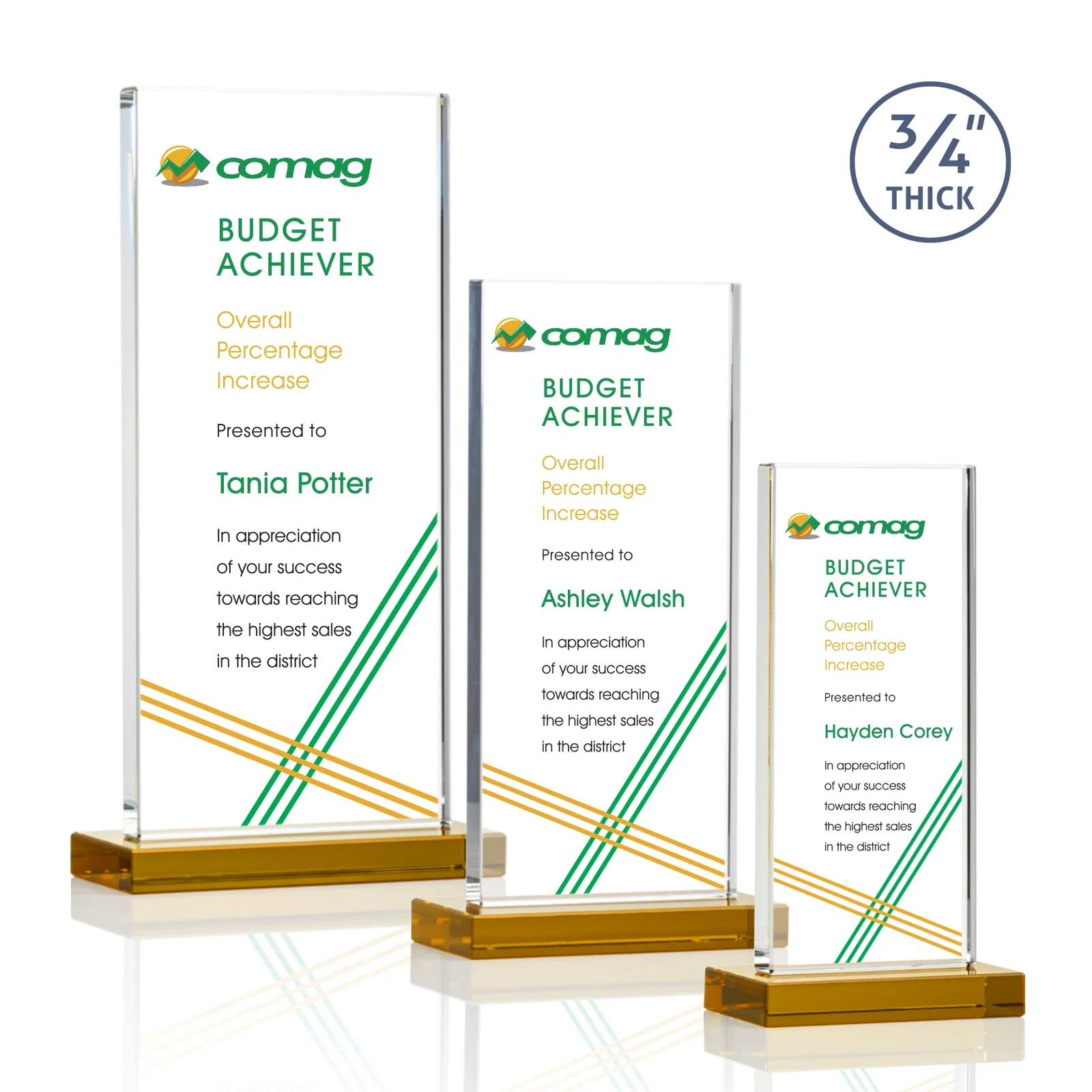 Branded Starfire Crystal Upright Award, Ready to Display Out of the Box, awards for employee recognition