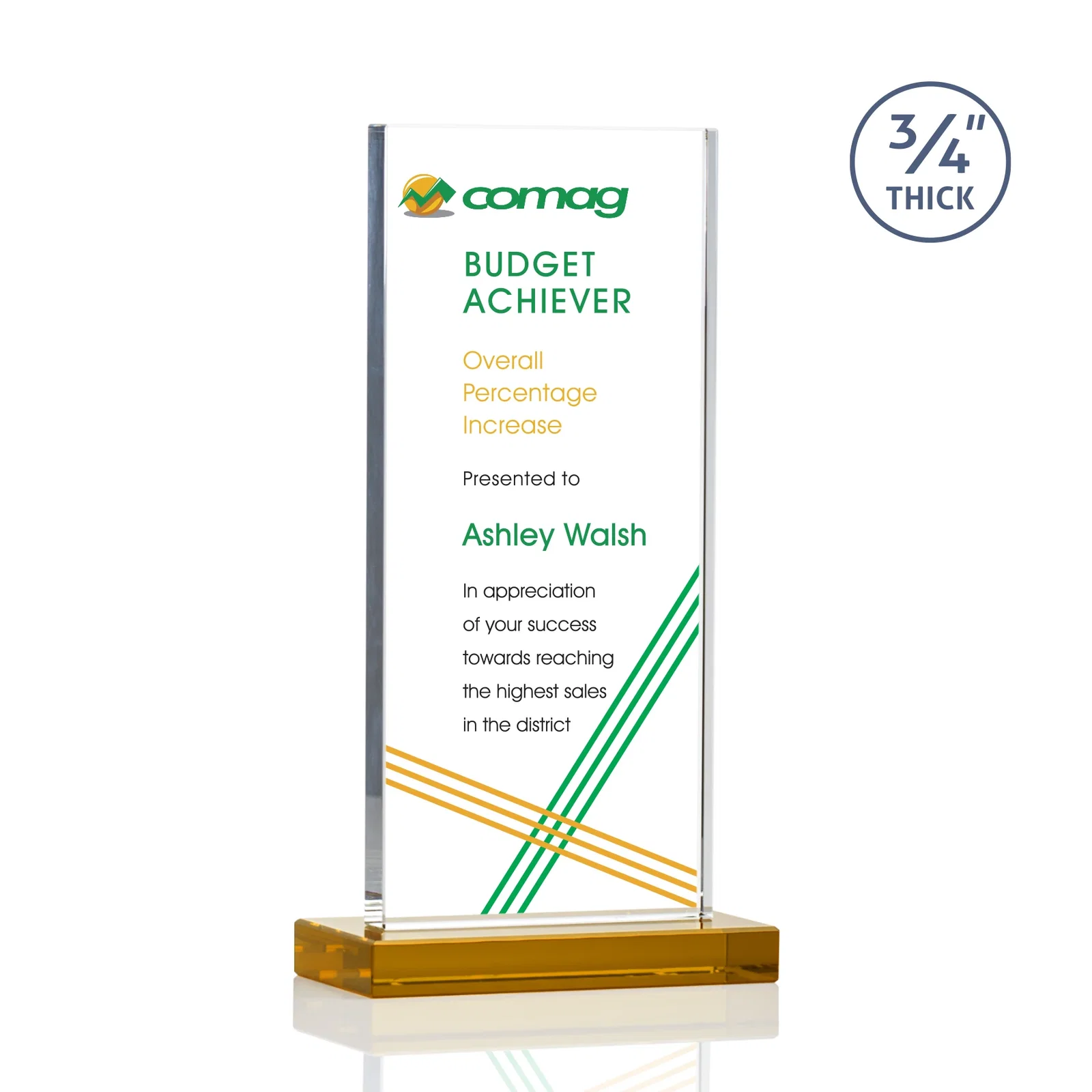 Branded Starfire Crystal Upright Award, Ready to Display Out of the Box, awards for service anniversary gifts