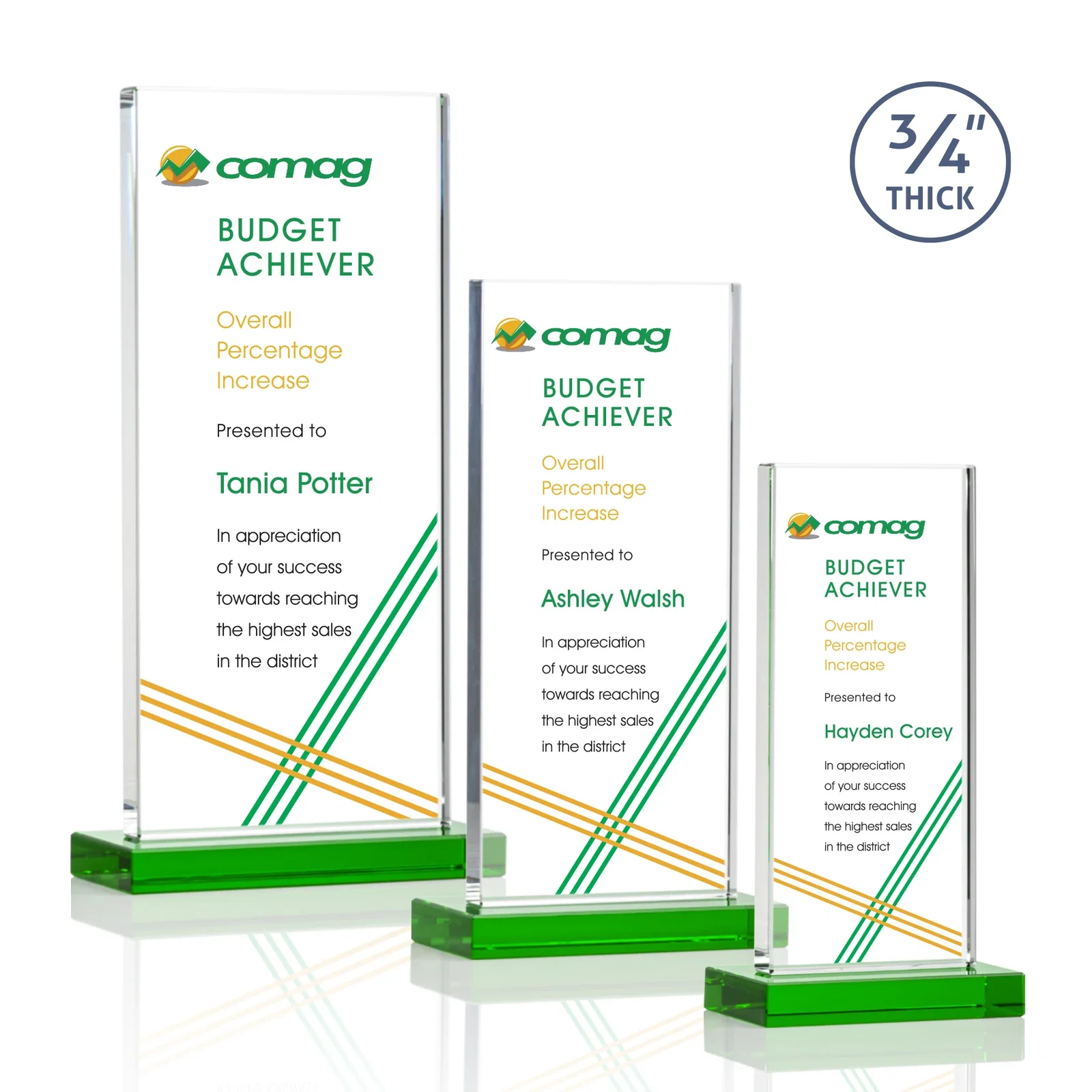 Branded Starfire Crystal Upright Award, Ready to Display Out of the Box, awards for retirement presentations