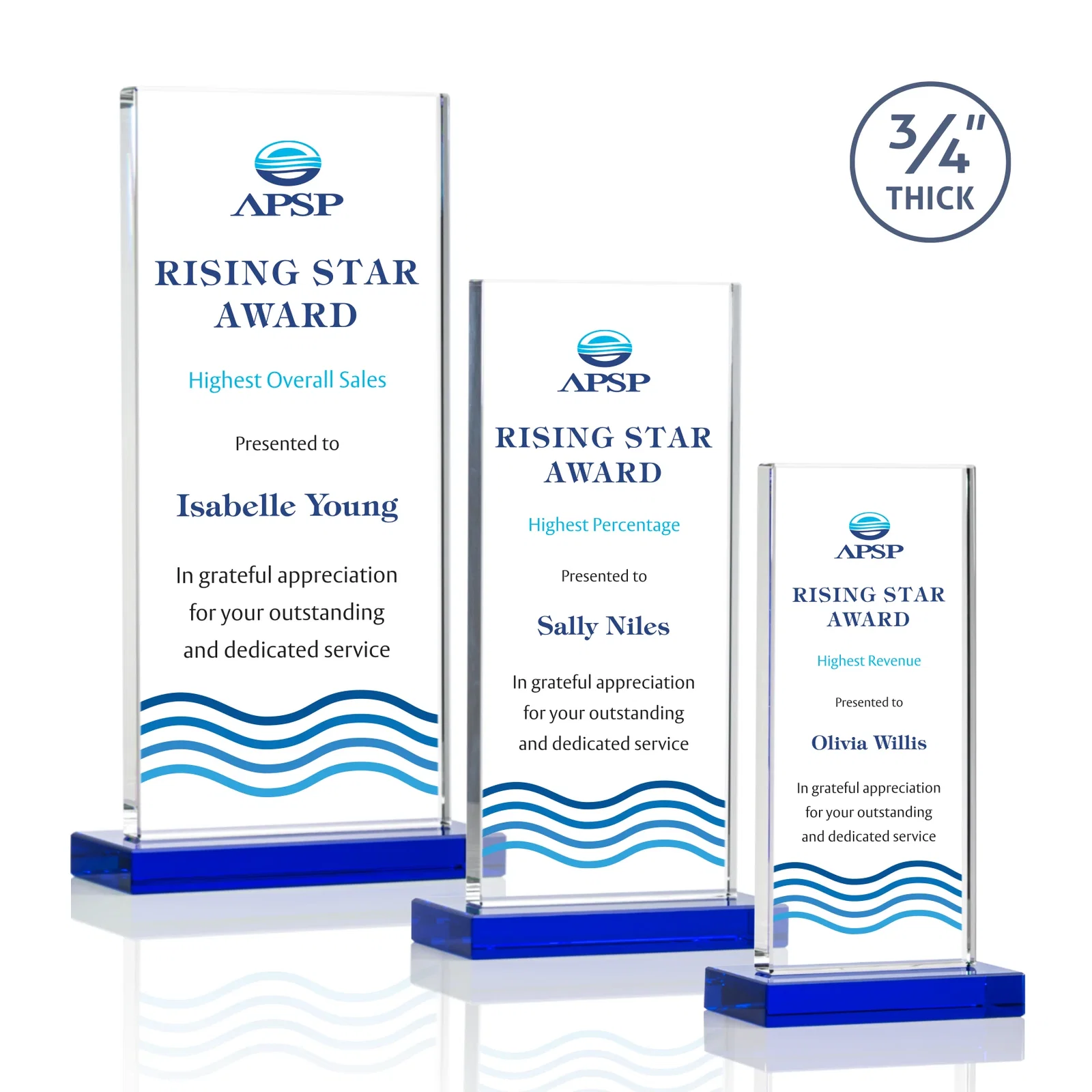 Custom printed Starfire Crystal Upright Award, Ready to Display Out of the Box, awards for employee recognition