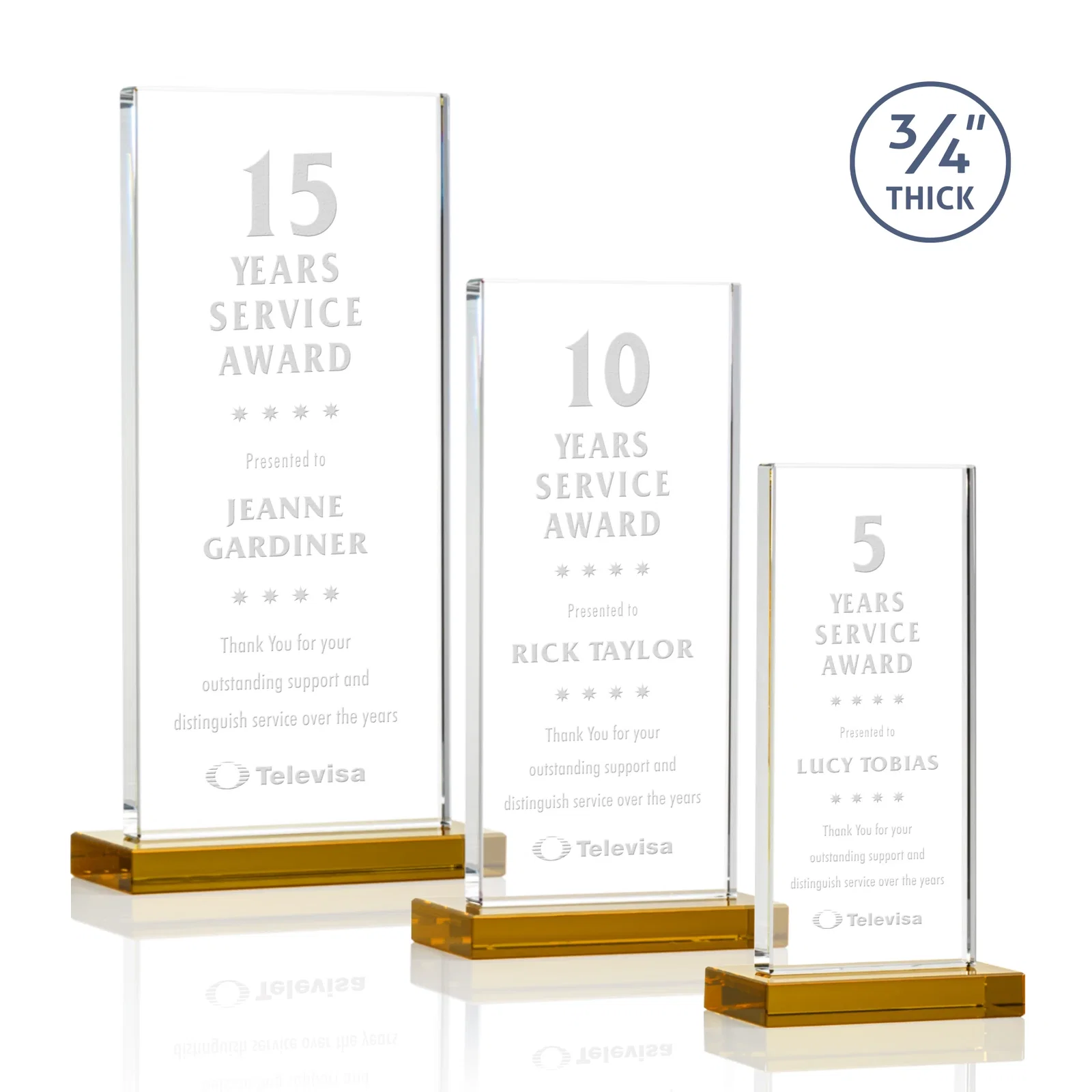 Custom Starfire Crystal Upright Award, Ready to Display Out of the Box, awards for retirement presentations