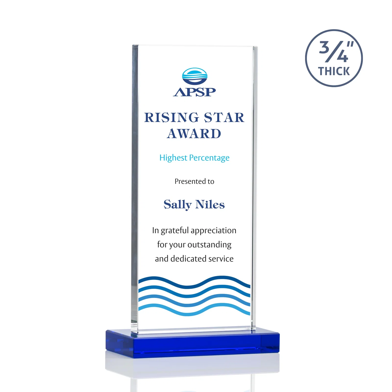 Custom printed Starfire Crystal Upright Award, Ready to Display Out of the Box, awards for service anniversary gifts
