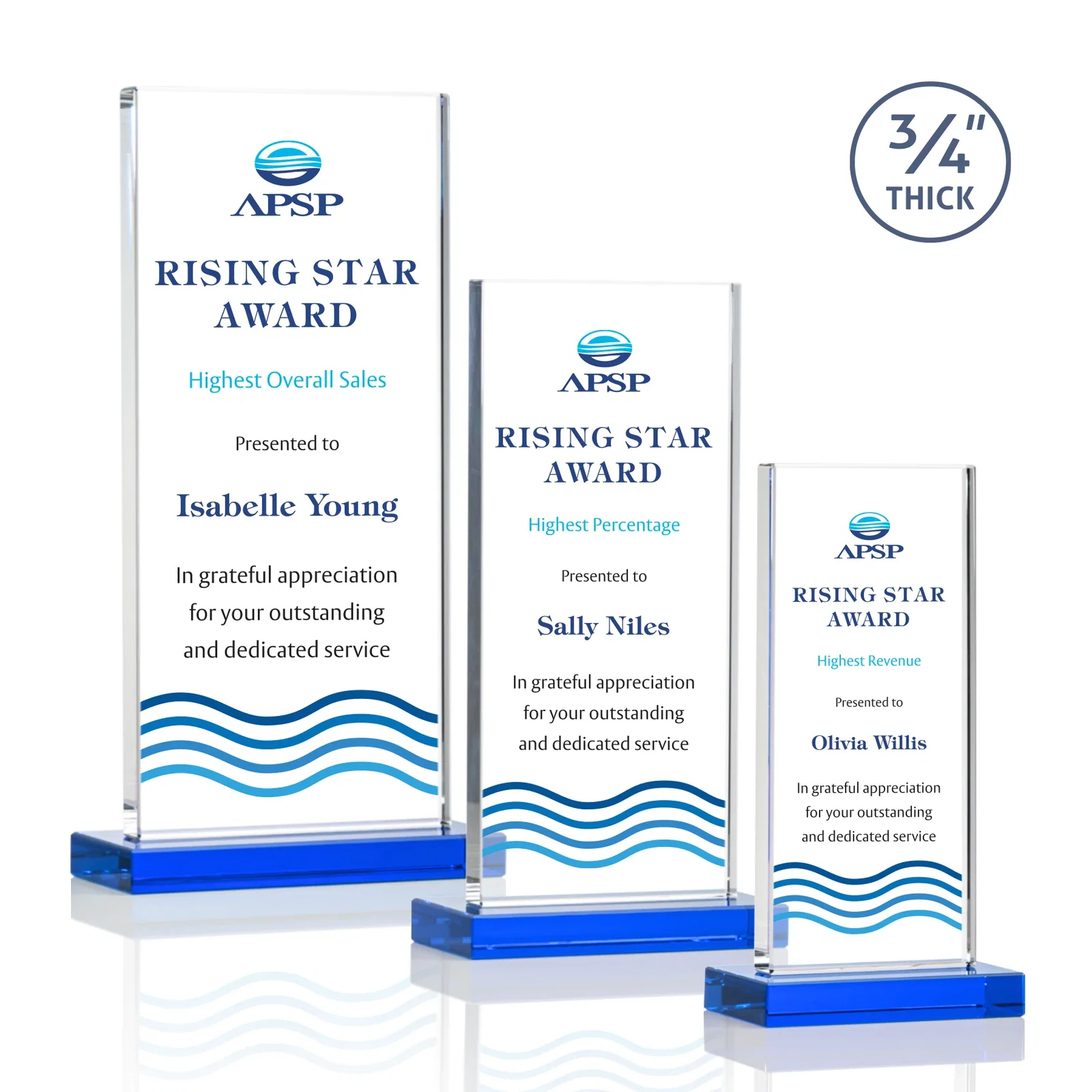 Custom printed Starfire Crystal Upright Award, Ready to Display Out of the Box, awards for safety achievement programs