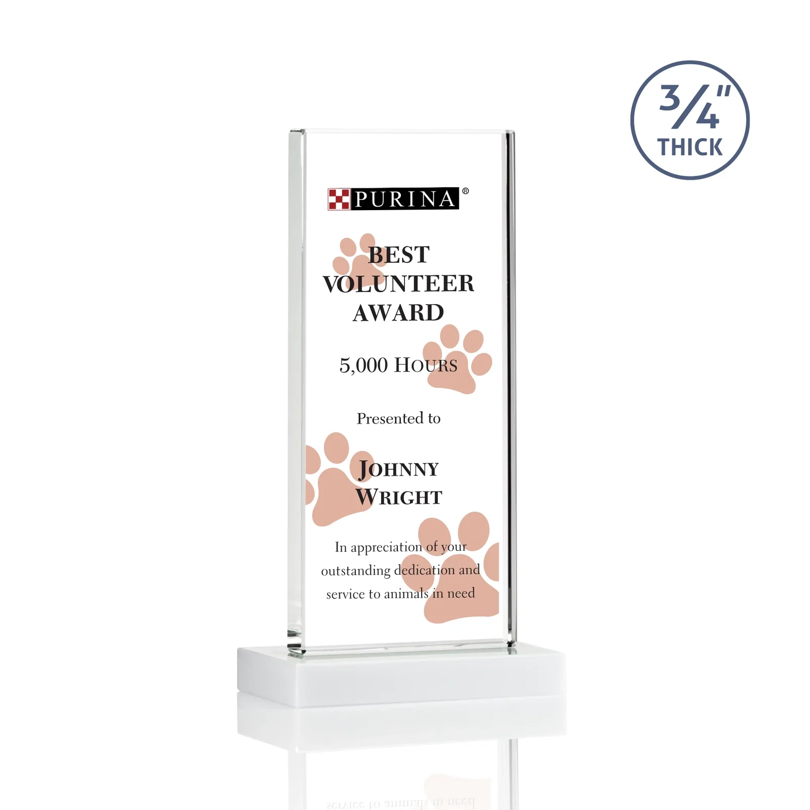 Customized Starfire Crystal Upright Award, Ready to Display Out of the Box, awards for corporate award ceremonies
