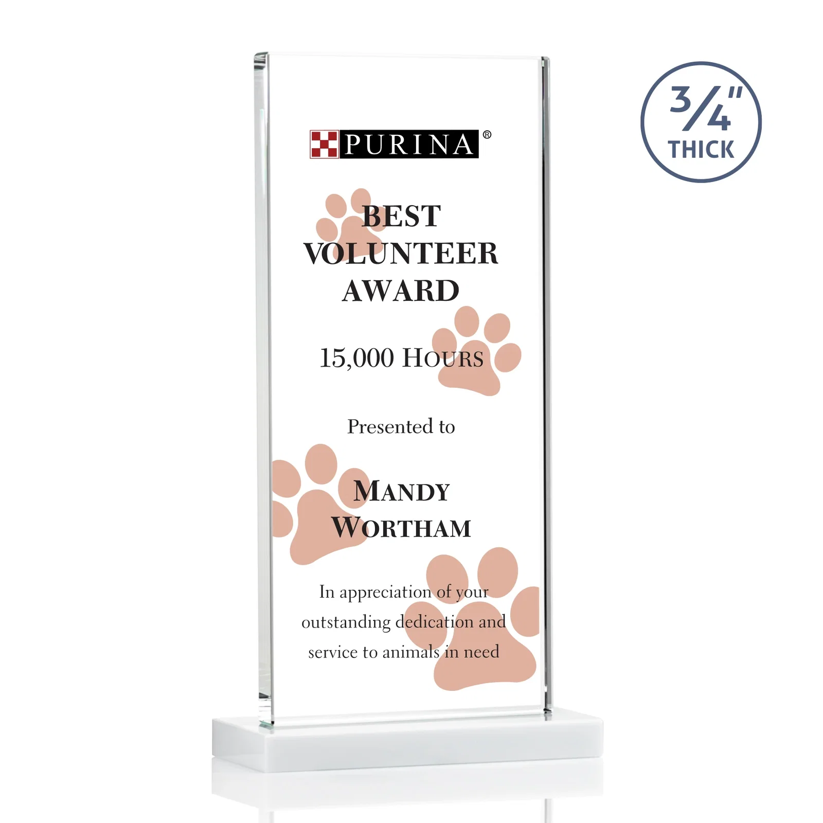 Customized Starfire Crystal Upright Award, Ready to Display Out of the Box, awards for sales achievement awards