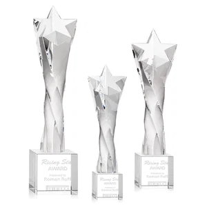 Twisting Optical Crystal Tower Award with Star Cutout