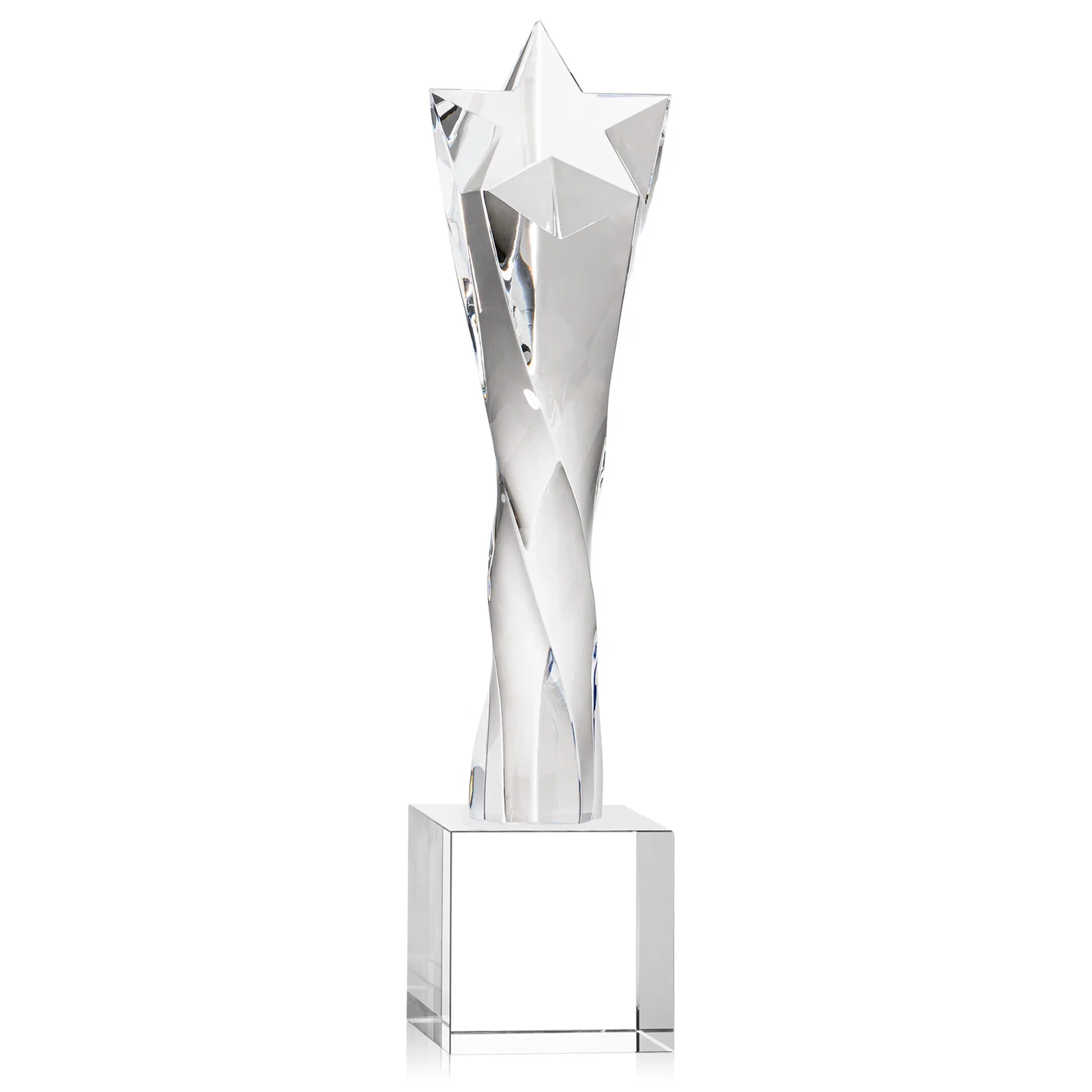 Custom Twisting Optical Crystal Tower Award with Star Cutout for graduation ceremonies