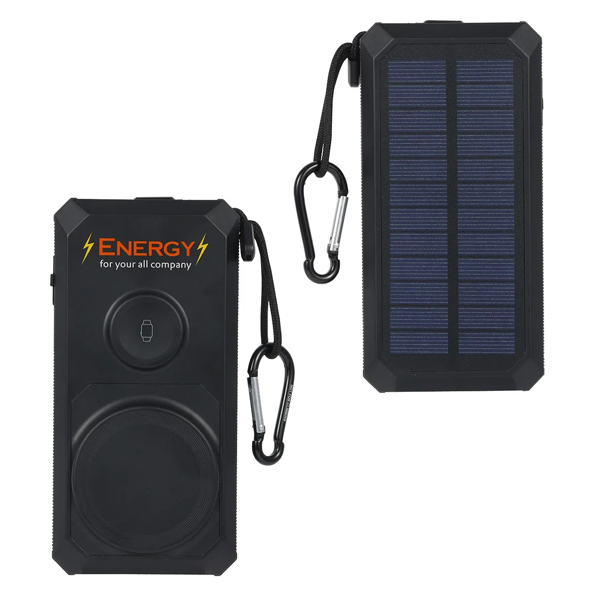 Custom Array 15000mAh Magnetic Wireless Power Bank, front view of the branded power bank with solar panel
