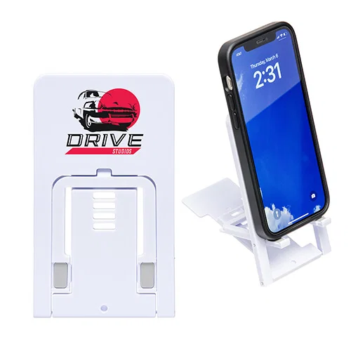 Arris promotional logo phone stand holding a small tablet, side profile