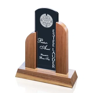 Grey Glass Award Framed by Black Walnut Uprights
