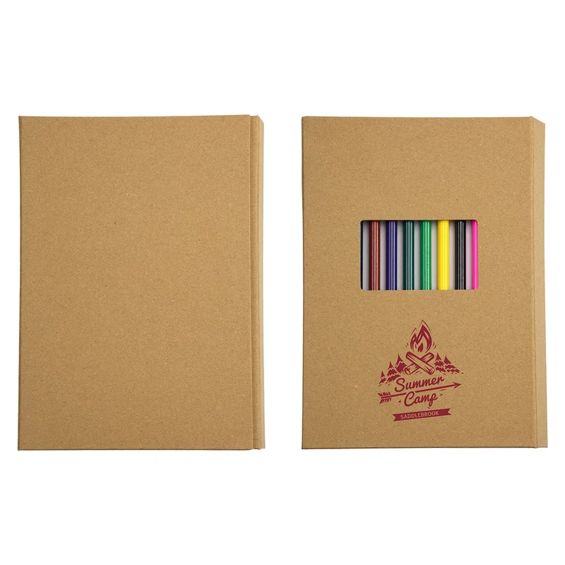 Closed Artisan Sketch Pad box showing the blank back panel and the front pencil-color window with imprinted logo