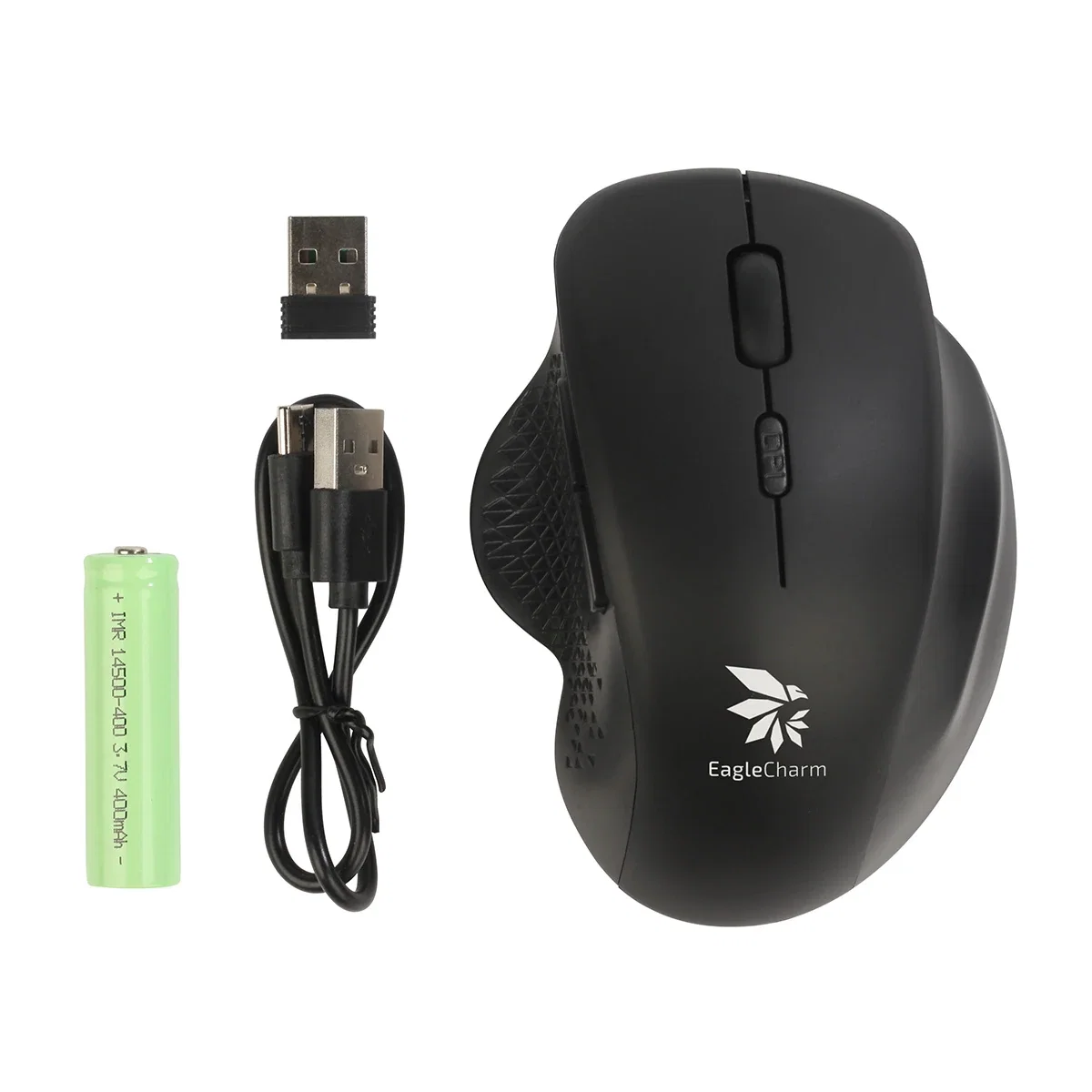 Custom Ascent Rechargeable Wireless Mouse, front view of the branded mouse