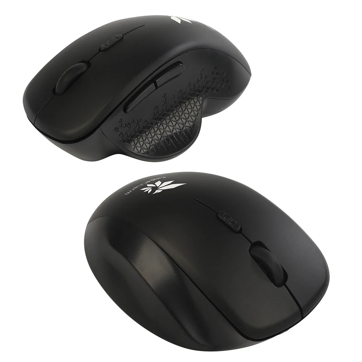 Close-up of the Ascent Mouse's logo imprint area on the palm rest