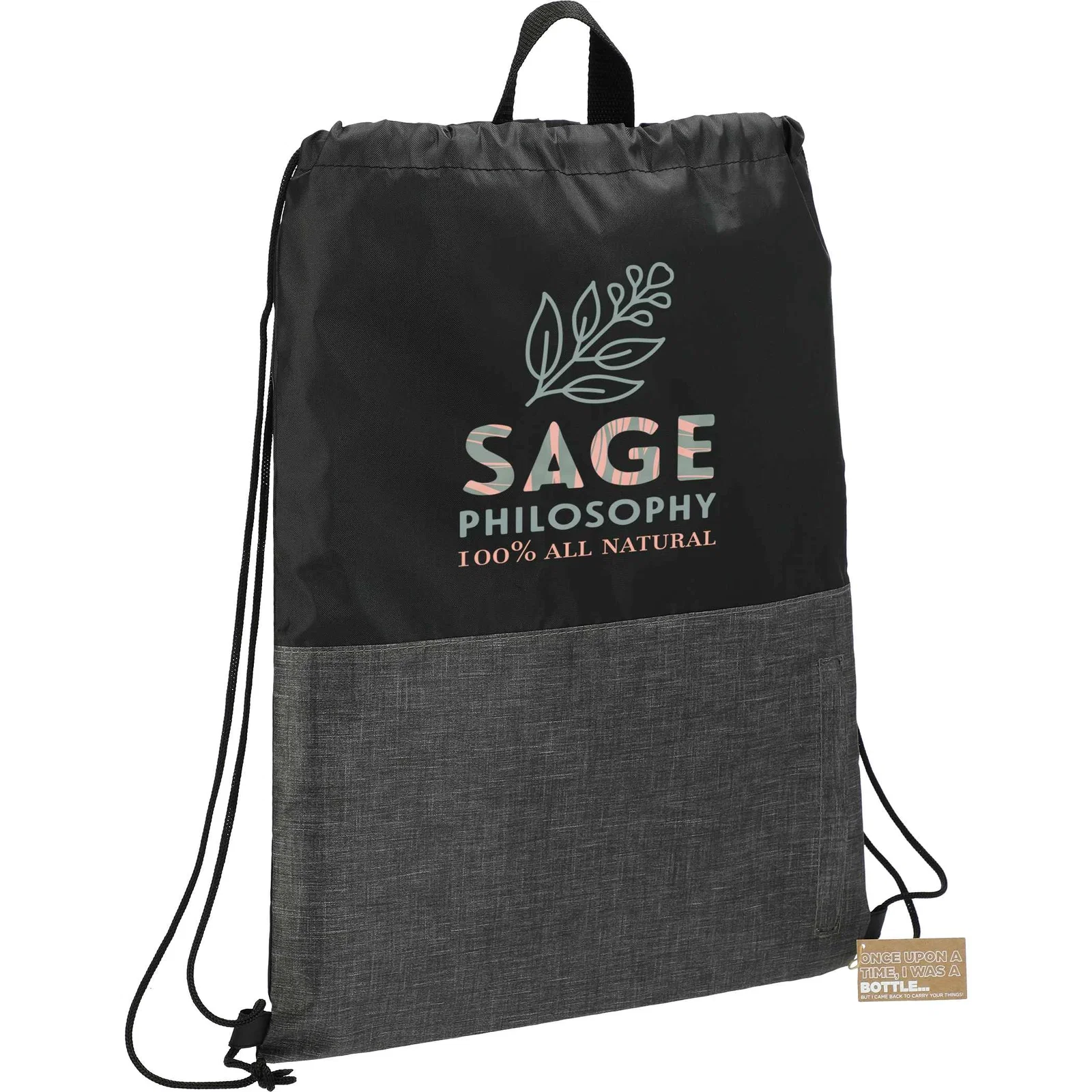 Ash Zippered Recycled Drawstring Bag — view 7