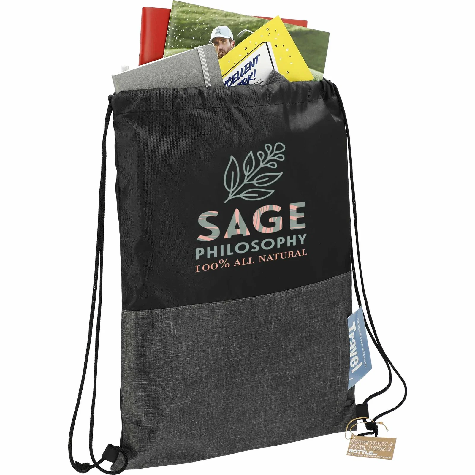 Ash Zippered Recycled Drawstring Bag — view 8