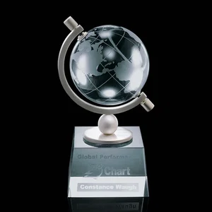 Optical Crystal Globe Award in an Aluminum Holder Frame