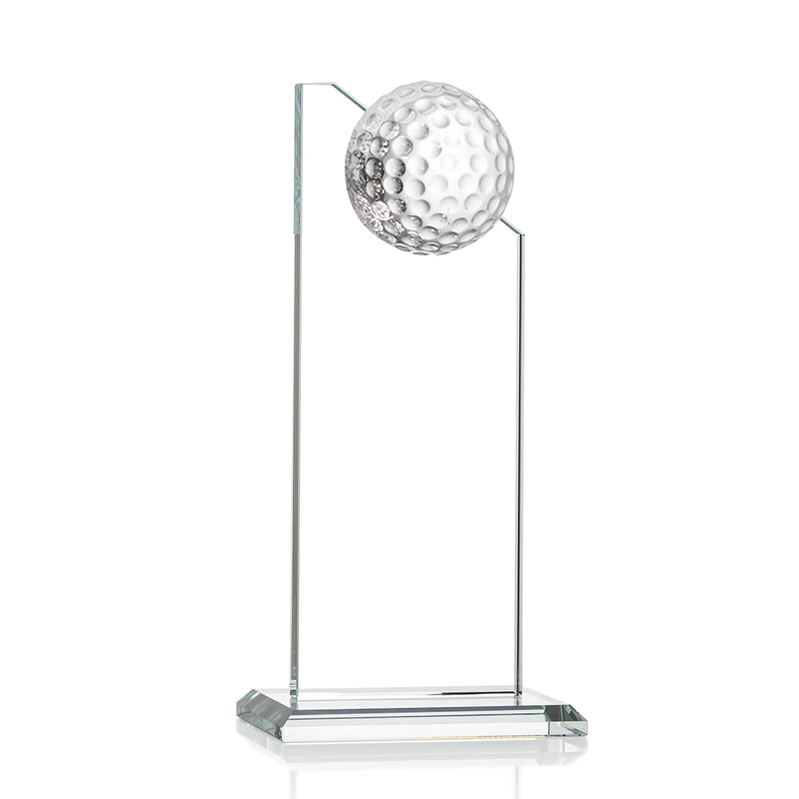 Custom Starfire Crystal Tower Award with Golf Ball on Slanted Top for volunteer appreciation