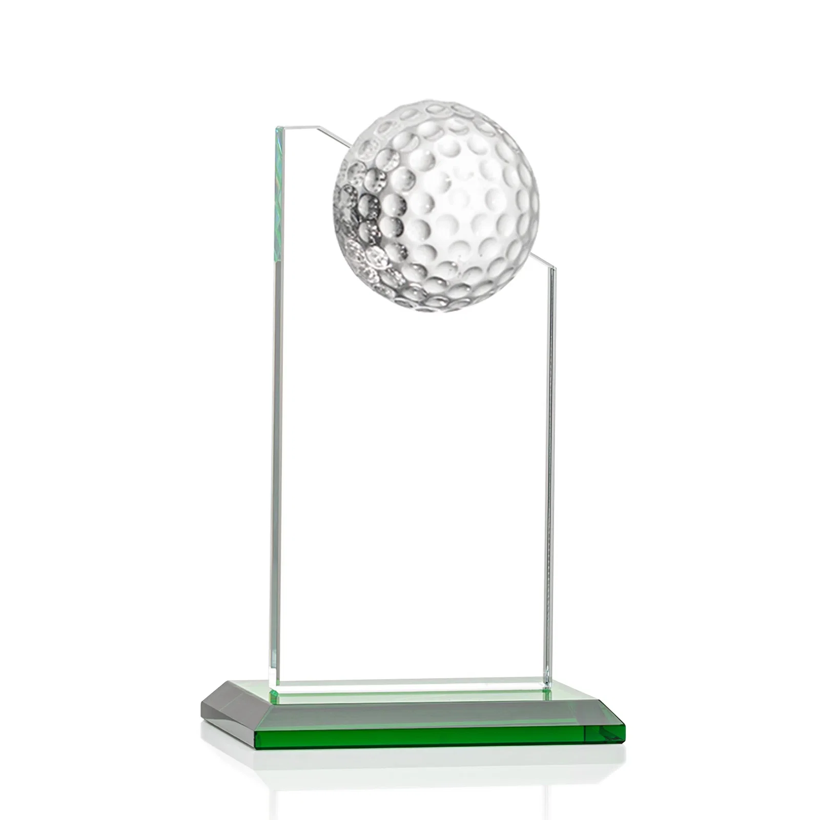 Custom Starfire Crystal Tower Award with Golf Ball on Slanted Top for company anniversary events