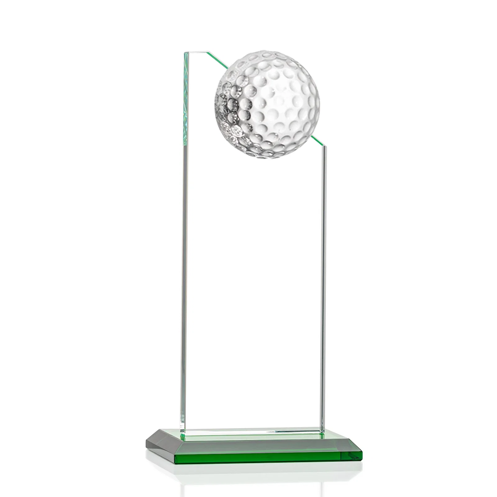 Personalized Starfire Crystal Tower Award with Golf Ball on Slanted Top for employee recognition