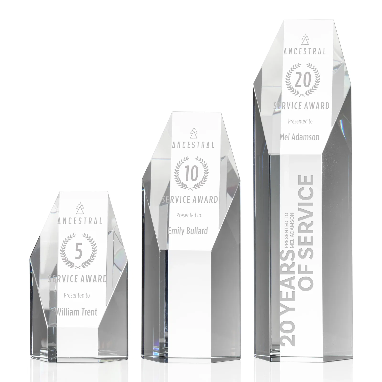 Custom Optical Crystal Polygon Tower Award With Slant Top for employee recognition