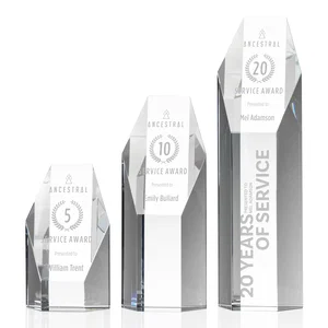 Optical Crystal Polygon Tower Award With Slant Top