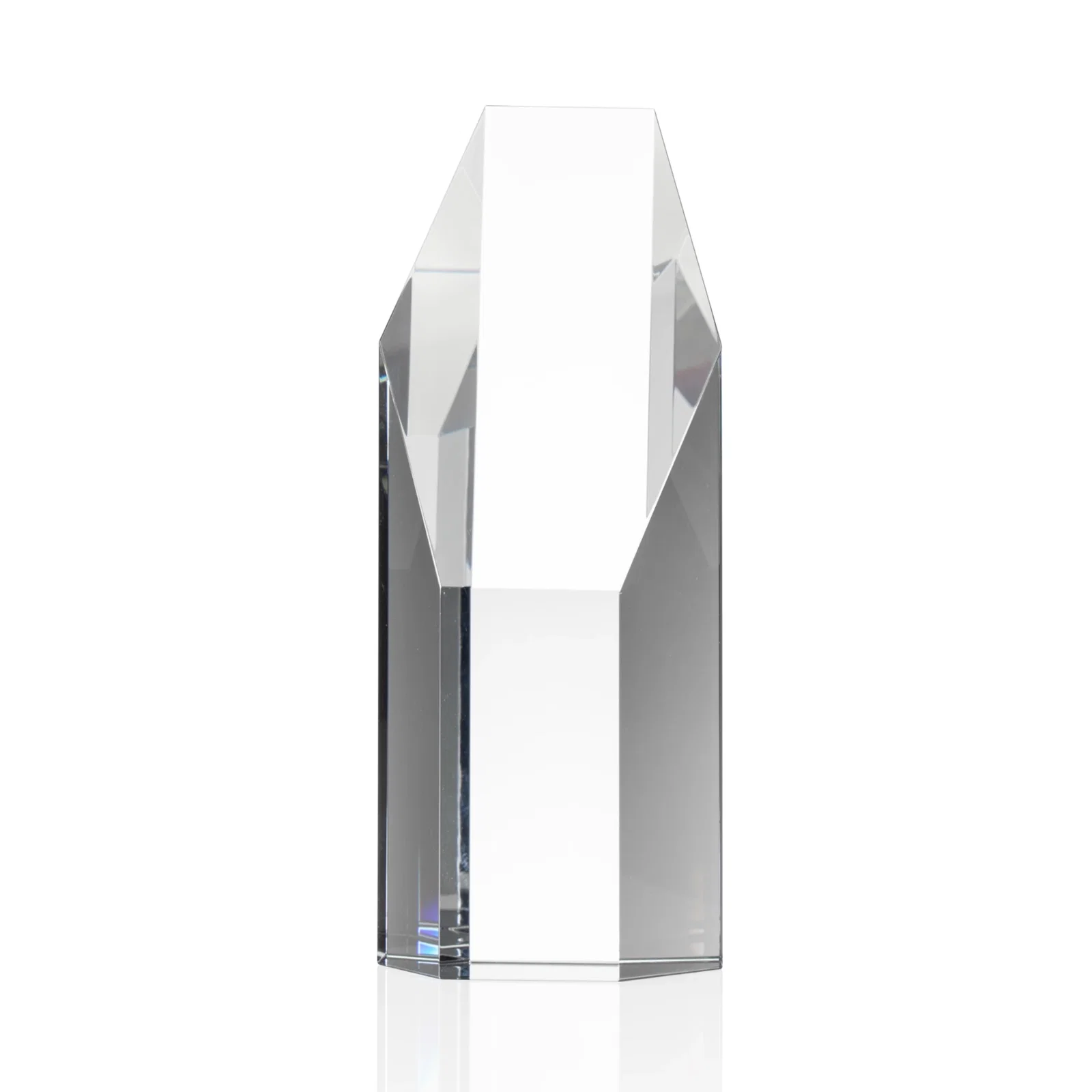 Custom Optical Crystal Polygon Tower Award With Slant Top for volunteer appreciation