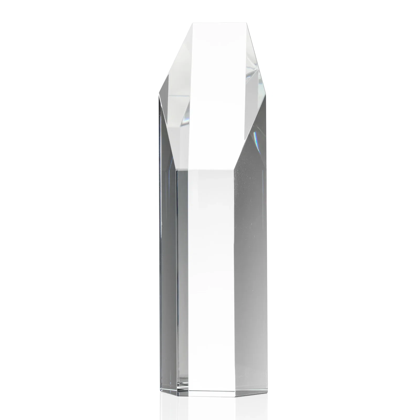Custom Optical Crystal Polygon Tower Award With Slant Top for dealer and partner awards