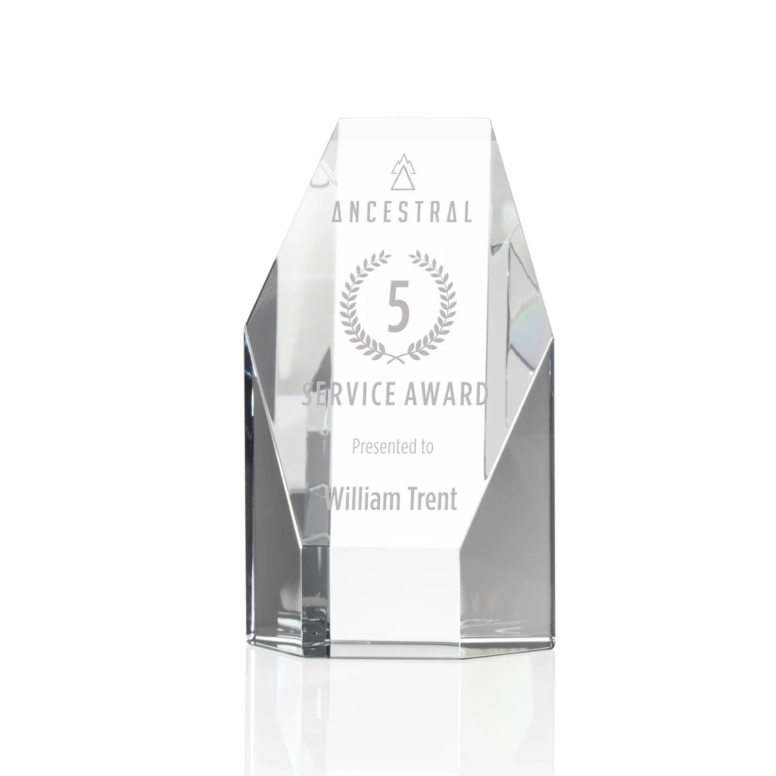 Custom Optical Crystal Polygon Tower Award With Slant Top for corporate award ceremonies