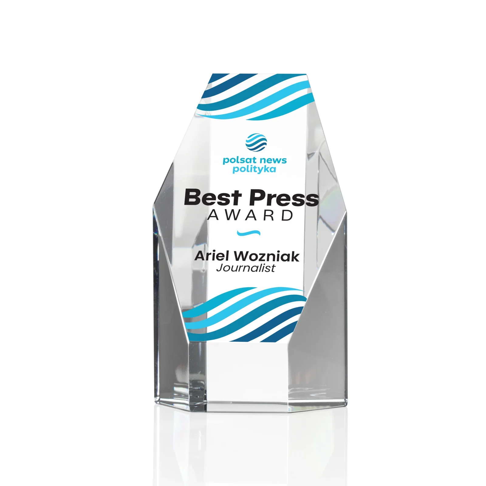 Custom Optical Crystal Polygon Tower Award With Slant Top for team milestone celebrations