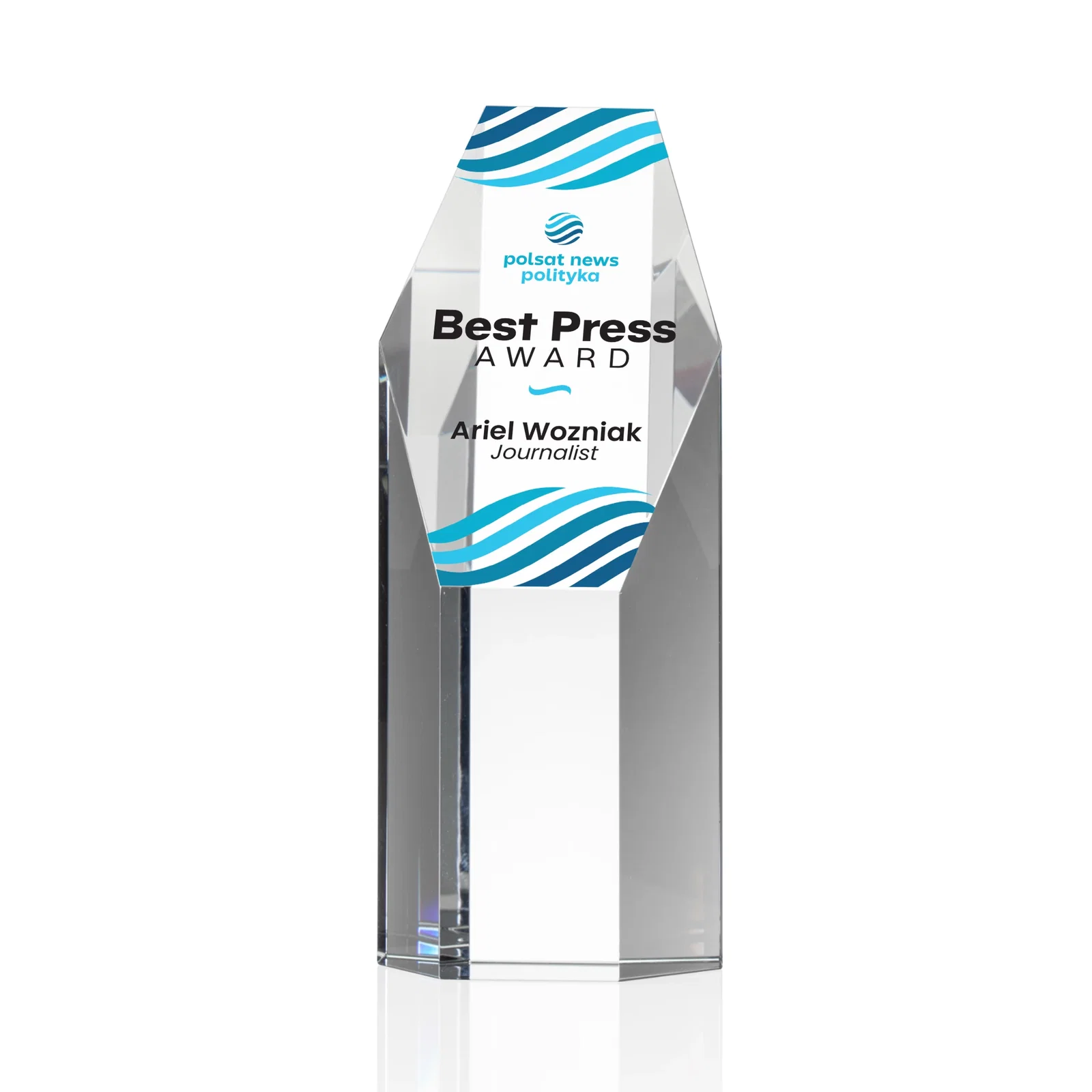 Custom Optical Crystal Polygon Tower Award With Slant Top for donor appreciation