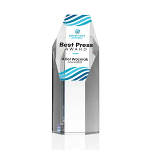 Optical Crystal Polygon Tower Award With Slant Top