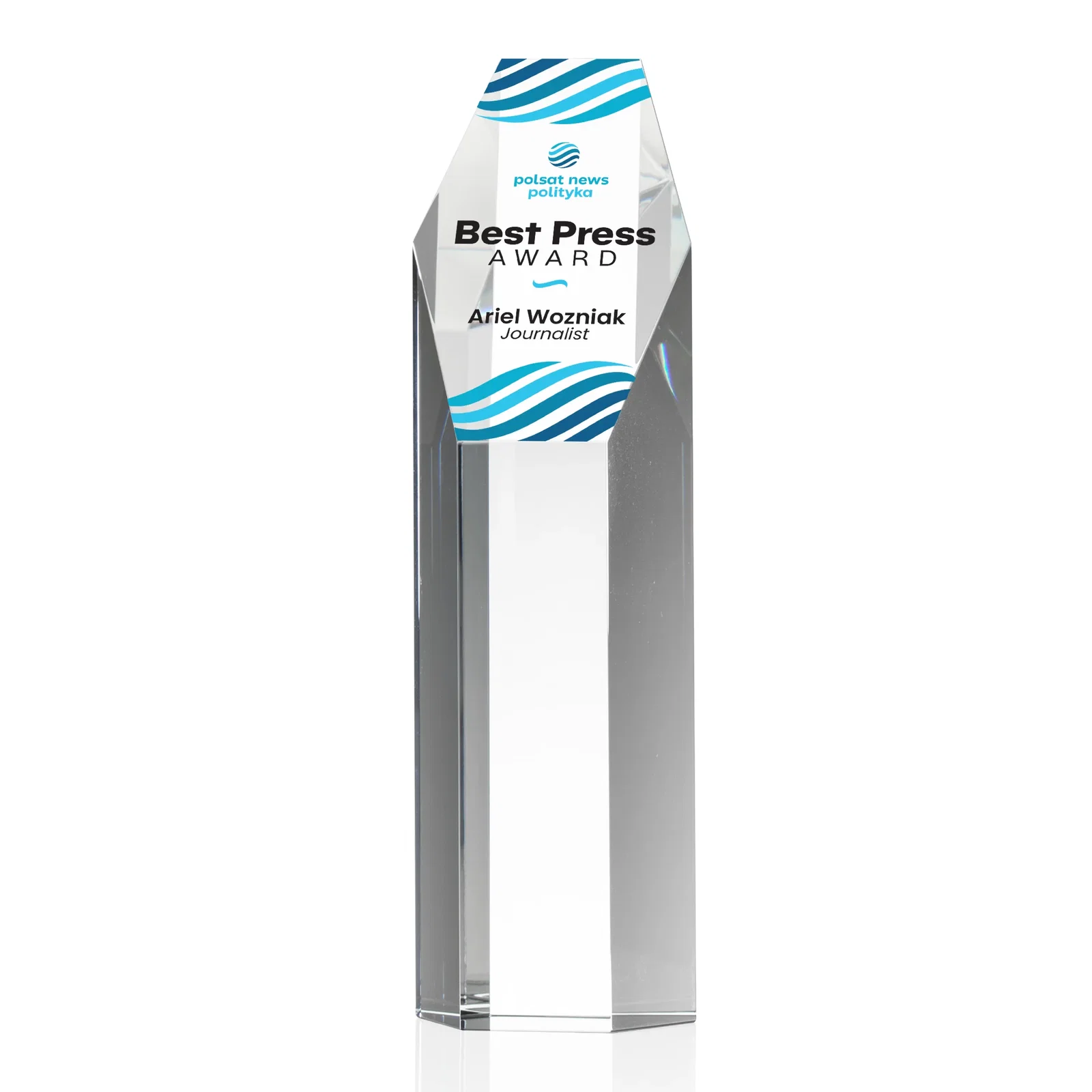 Custom Optical Crystal Polygon Tower Award With Slant Top for graduation ceremonies