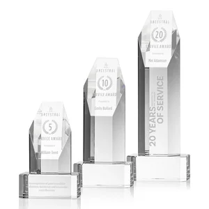 Optical Crystal Polygon Tower Award with Slanted Top