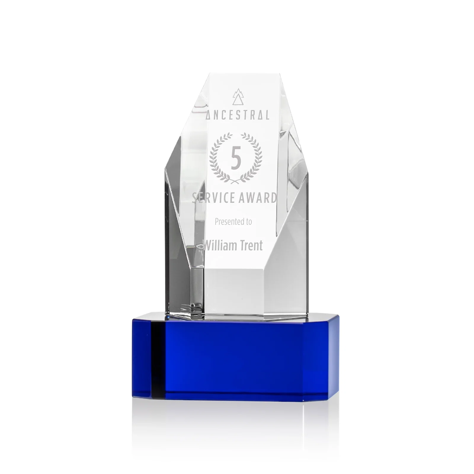 Personalized Optical Crystal Polygon Tower Award with Slanted Top for corporate award ceremonies