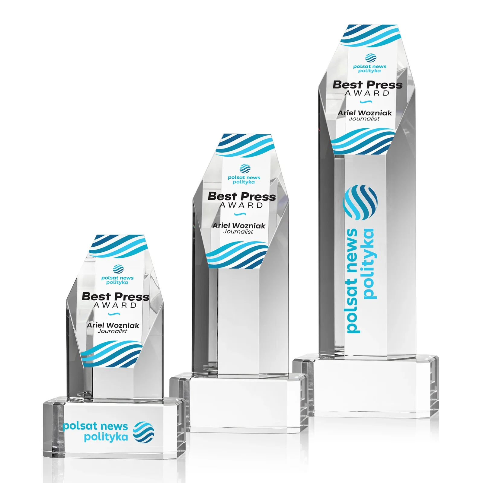 Personalized Optical Crystal Polygon Tower Award with Slanted Top for retirement presentations