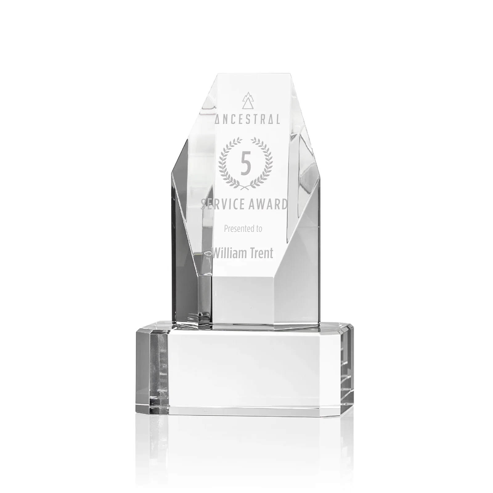 Custom Optical Crystal Polygon Tower Award with Slanted Top for corporate award ceremonies