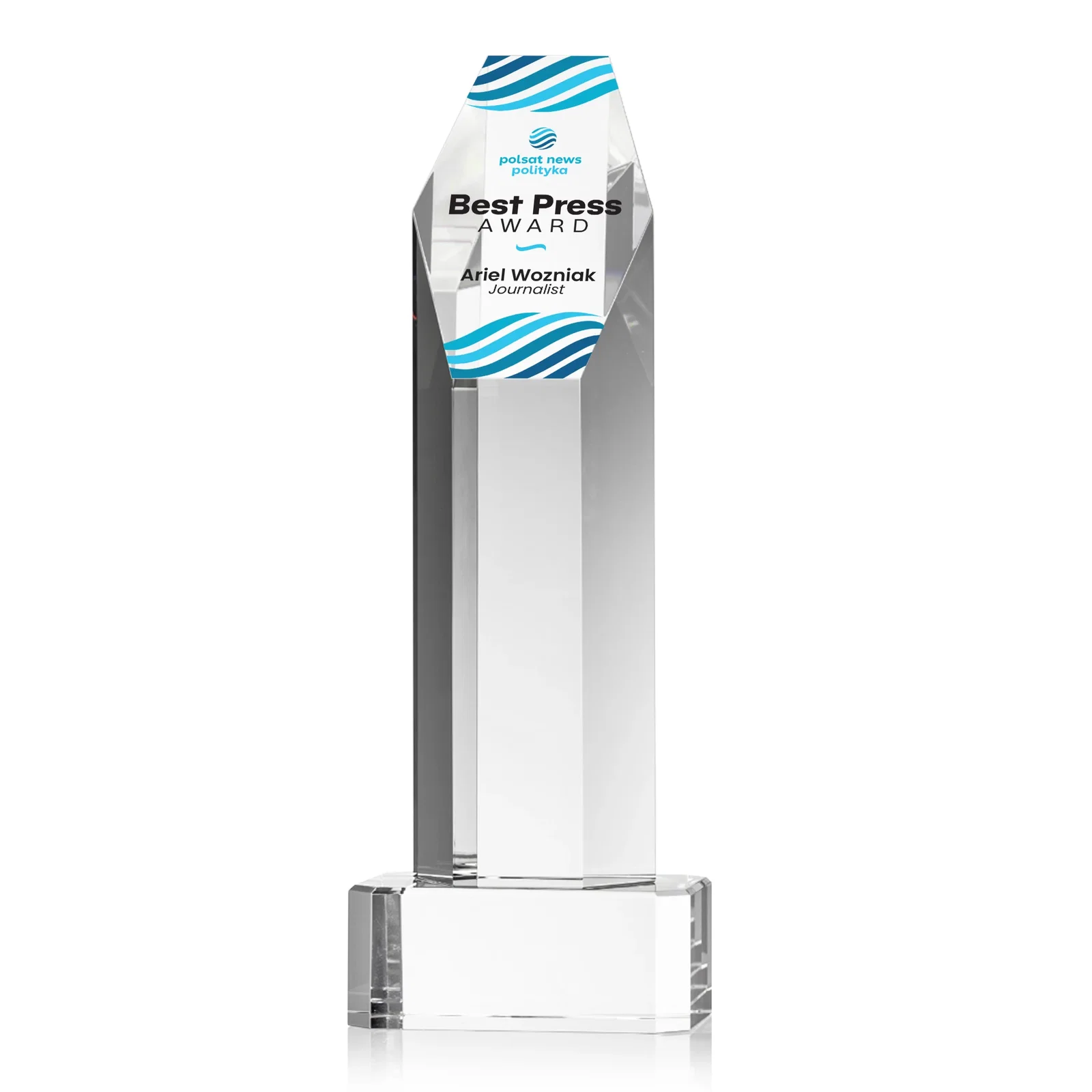 Personalized Optical Crystal Polygon Tower Award with Slanted Top for graduation ceremonies