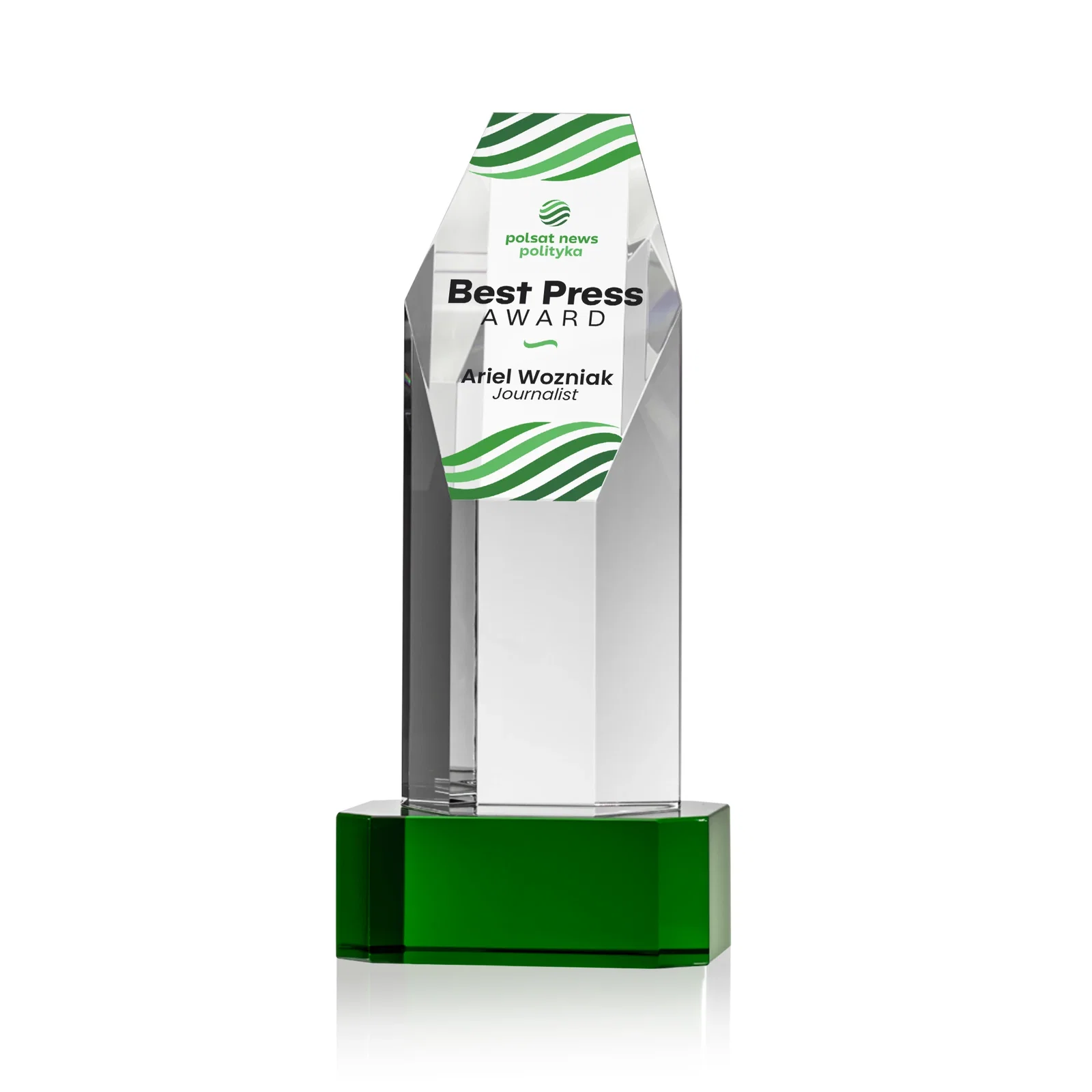 Personalized Optical Crystal Polygon Tower Award with Slanted Top for dealer and partner awards