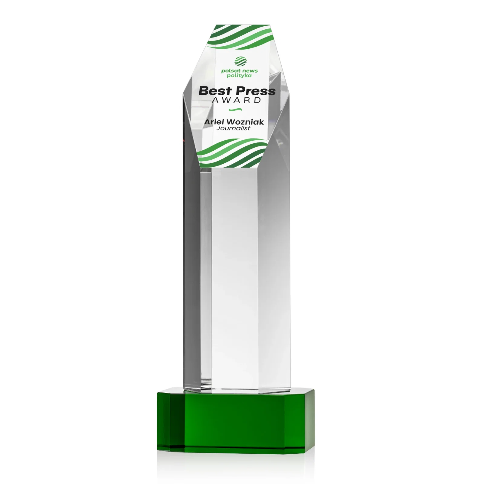 Personalized Optical Crystal Polygon Tower Award with Slanted Top for company anniversary events