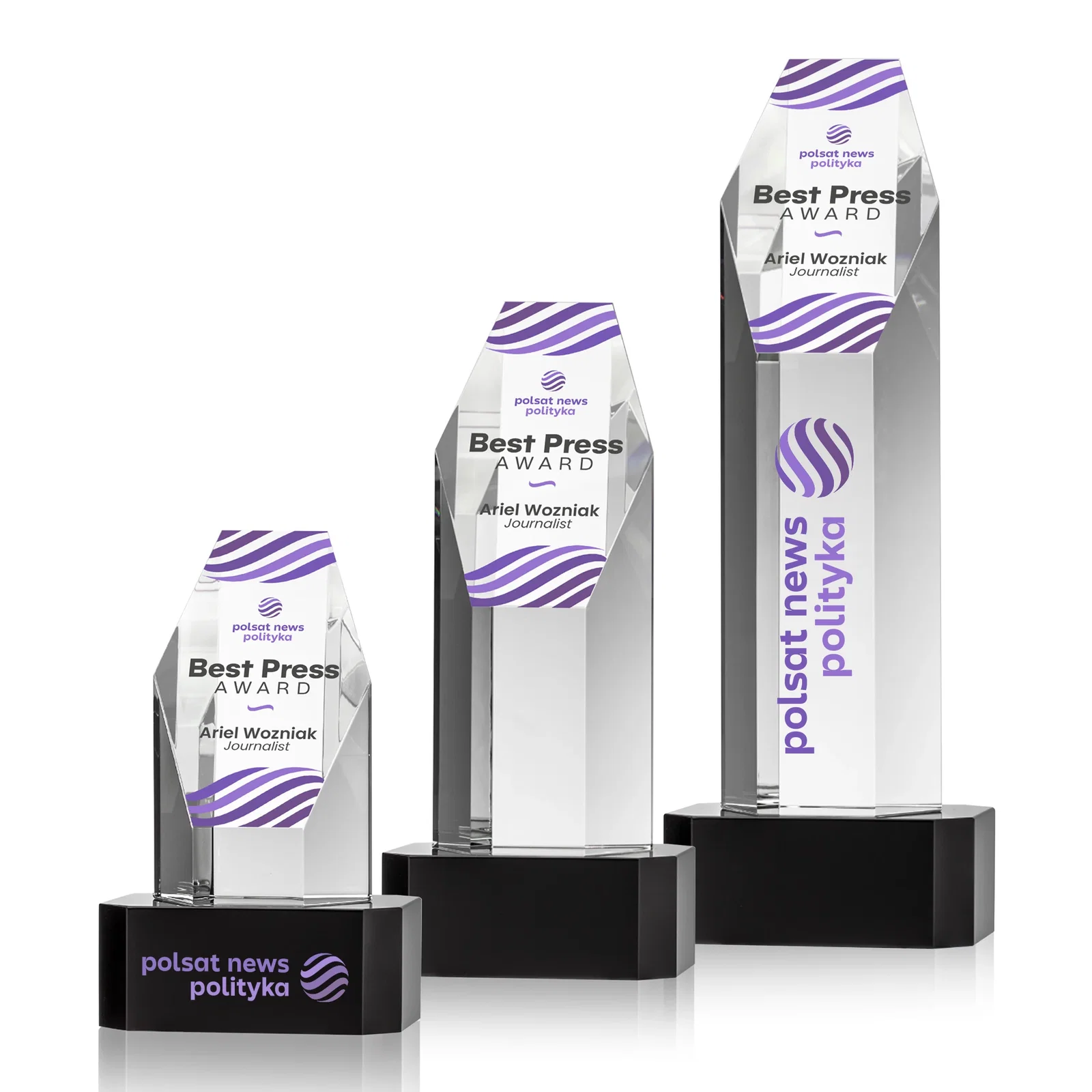 Promotional Optical Crystal Polygon Tower Award with Slanted Top for employee recognition