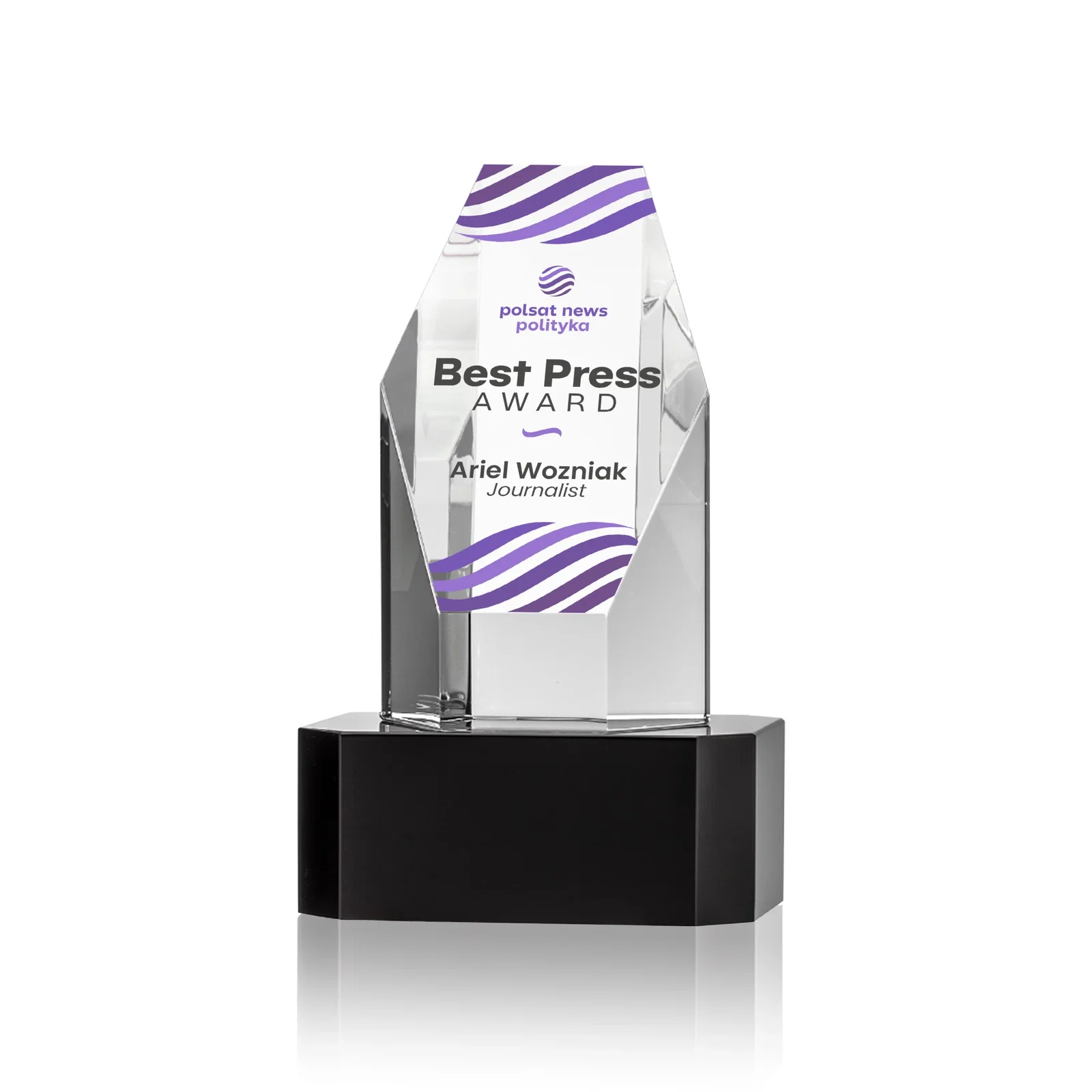 Promotional Optical Crystal Polygon Tower Award with Slanted Top for corporate award ceremonies