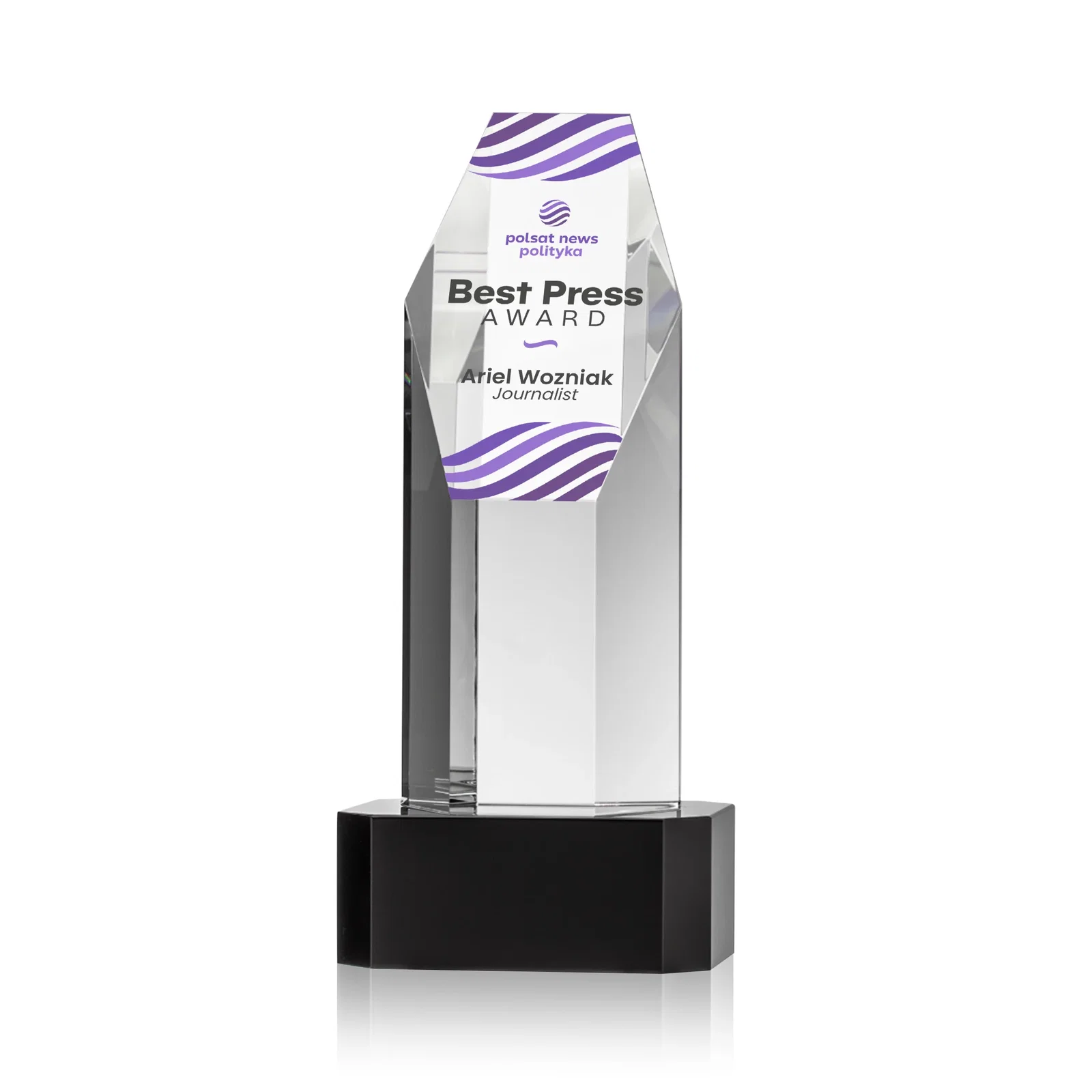 Promotional Optical Crystal Polygon Tower Award with Slanted Top for service anniversary gifts