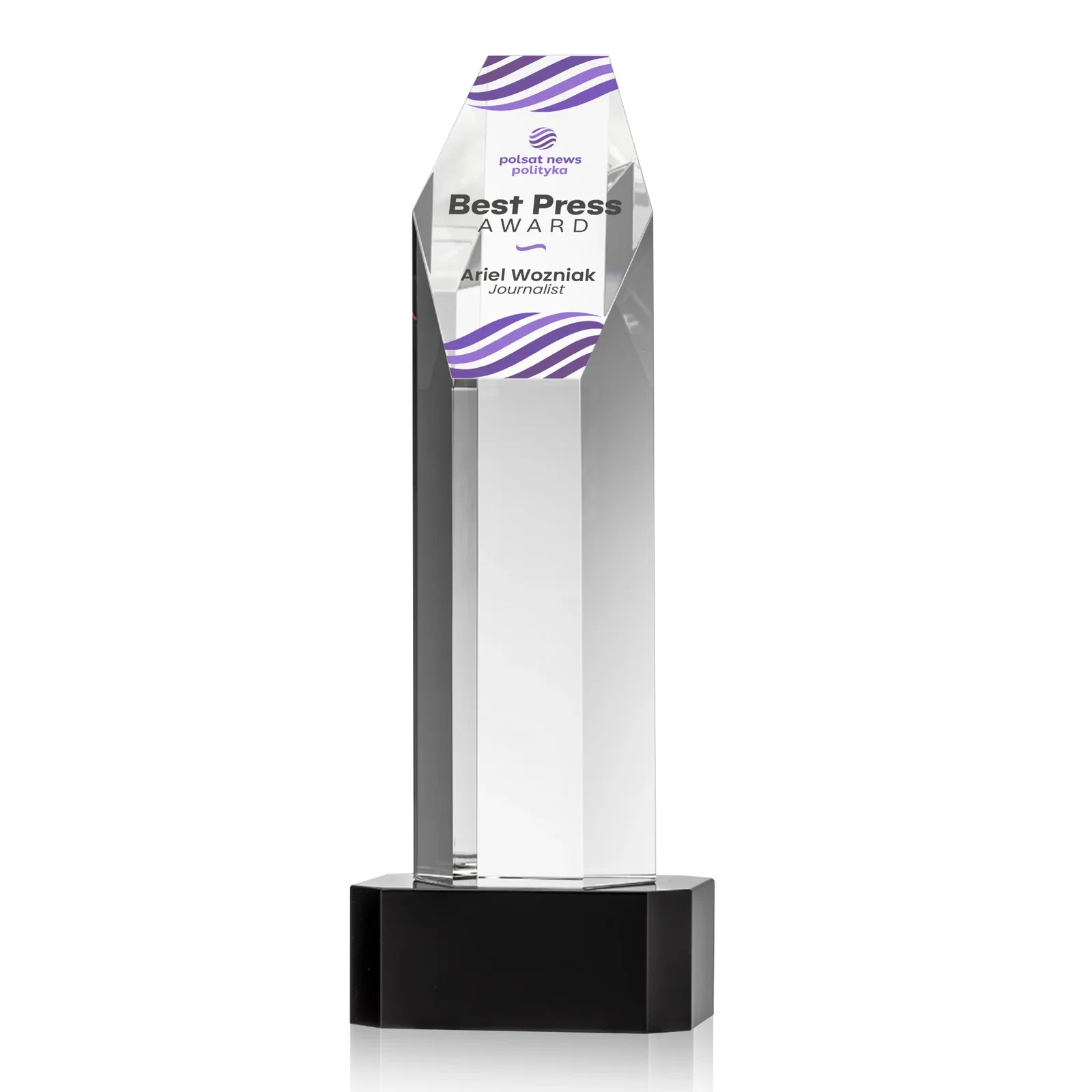 Promotional Optical Crystal Polygon Tower Award with Slanted Top for sales achievement awards